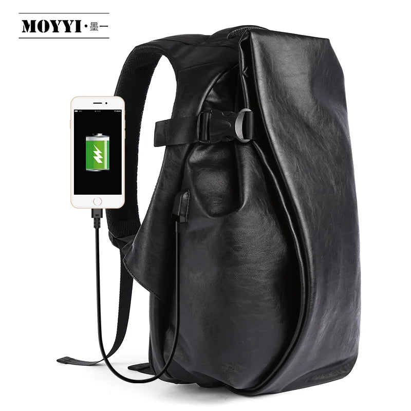 Leather Backpack for Men 15.6 inch Laptop Backpack with USB Charging Waterproof Business Rucksack Anti Theft Travel Backpack