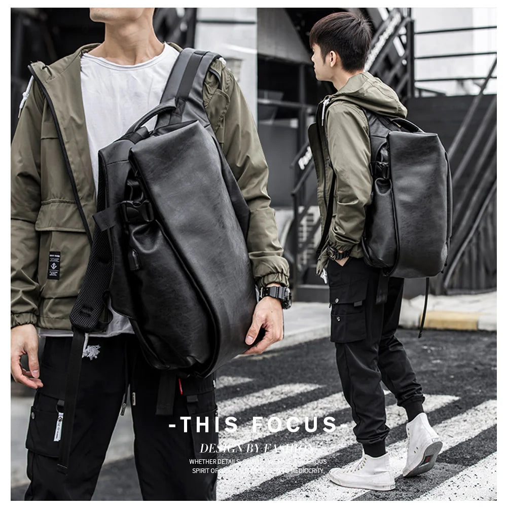 Leather Backpack for Men 15.6 inch Laptop Backpack with USB Charging Waterproof Business Rucksack Anti Theft Travel Backpack