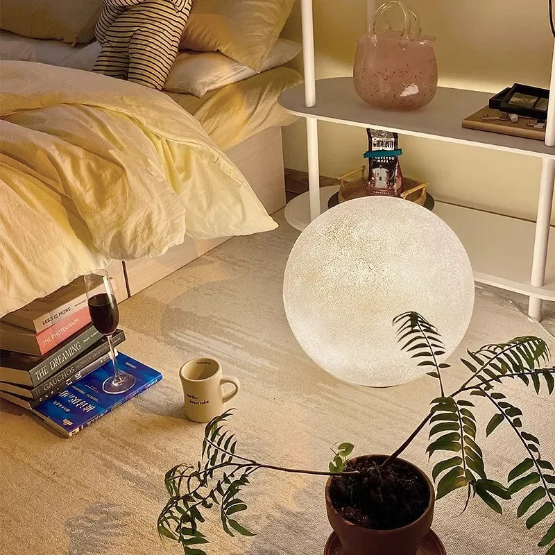 Nordic Moon LED Floor Lamp Living Room Atmosphere Round Floor Light Home Decoration Lighting Bedroom Bedside Lustre Lamp Fixture