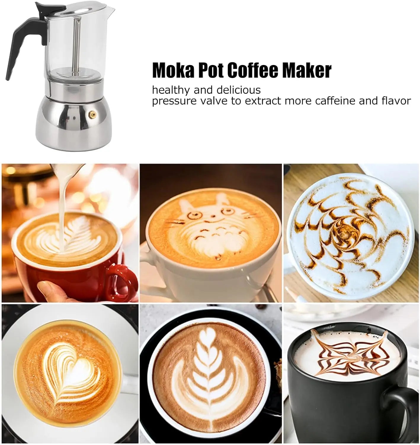 Glass Moka Pots Washable Stovetop Espresso Coffee Maker Stainless Steel Classic Italian Mocha Pot Portable Cafe Camp 200ML-450ML