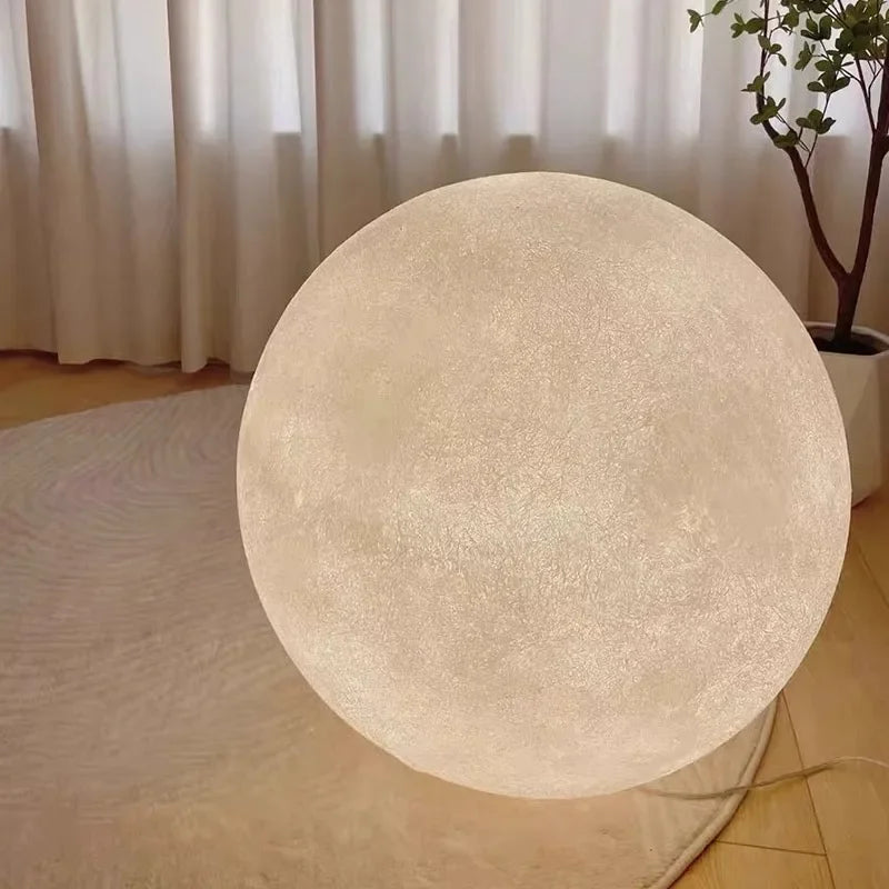 Nordic Moon LED Floor Lamp Living Room Atmosphere Round Floor Light Home Decoration Lighting Bedroom Bedside Lustre Lamp Fixture