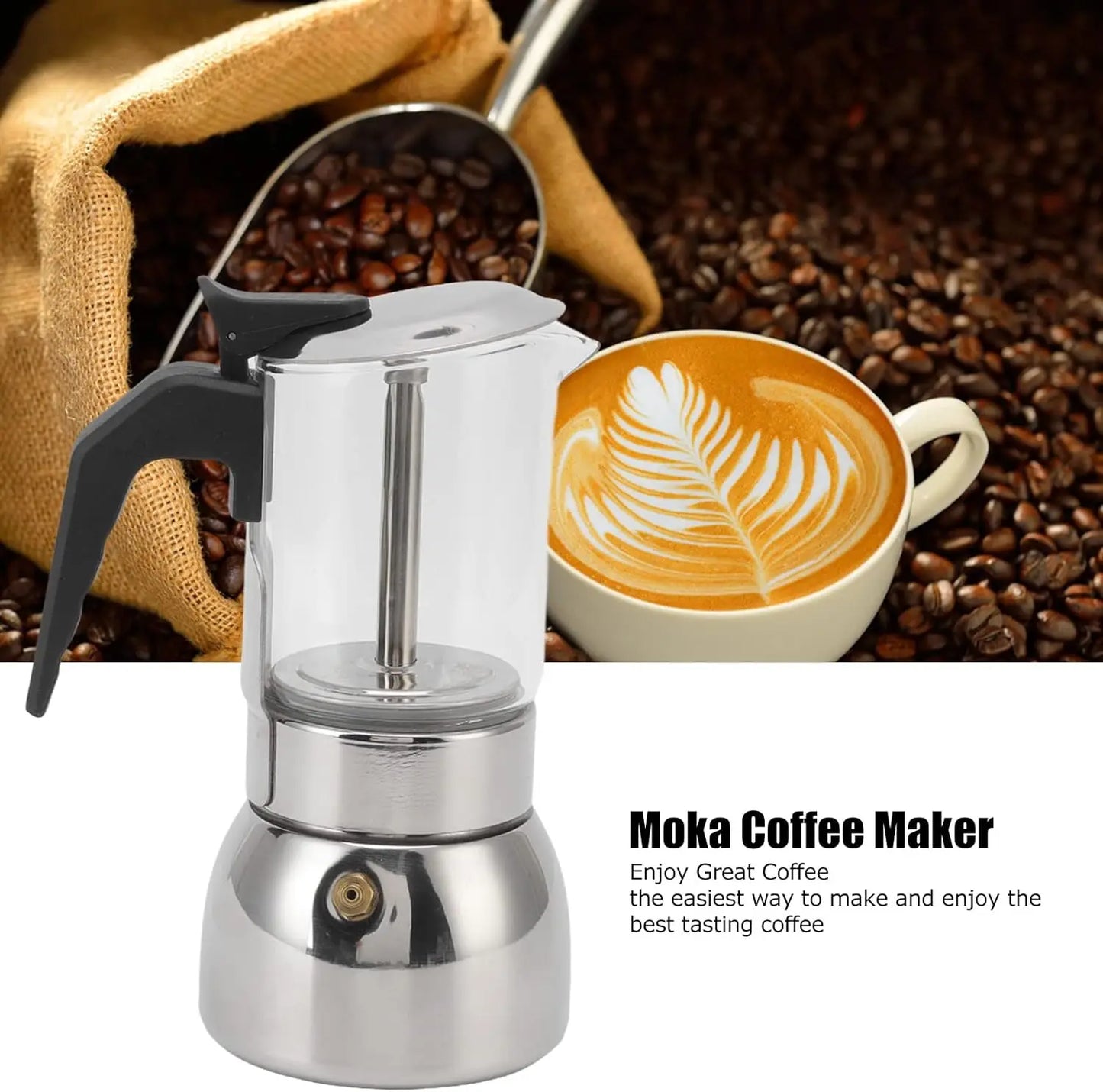 Glass Moka Pots Washable Stovetop Espresso Coffee Maker Stainless Steel Classic Italian Mocha Pot Portable Cafe Camp 200ML-450ML