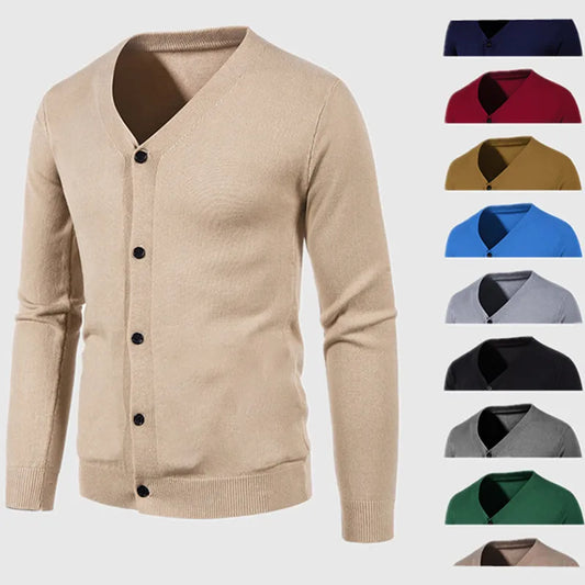 New Mens Fashion Cardigan Buttons Casual Long Sleeve Knit Sweater Solid Color Pockets Warm Ropa De Hombre Coats Tops Jackets