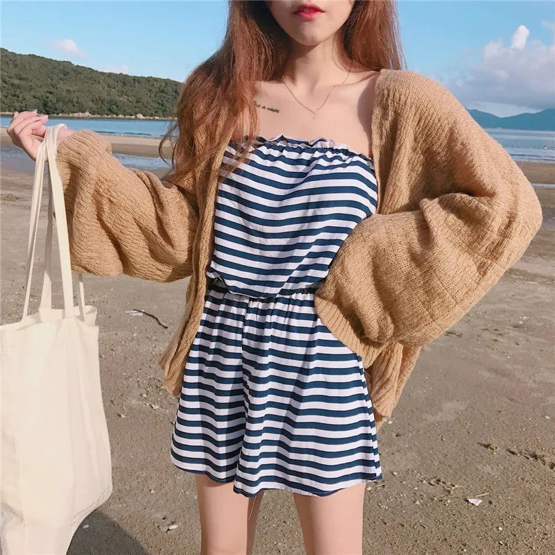 Knitted Cardigan for Women Summer Oversized Knit Loose Coat Sweater Korean Top Solid