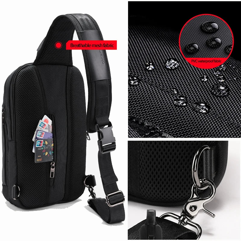 Large Capacity Men Oxford Waterproof Multifunction Shoulder Bags Messenger Chest Sling Crossbody Bags Travel for Male