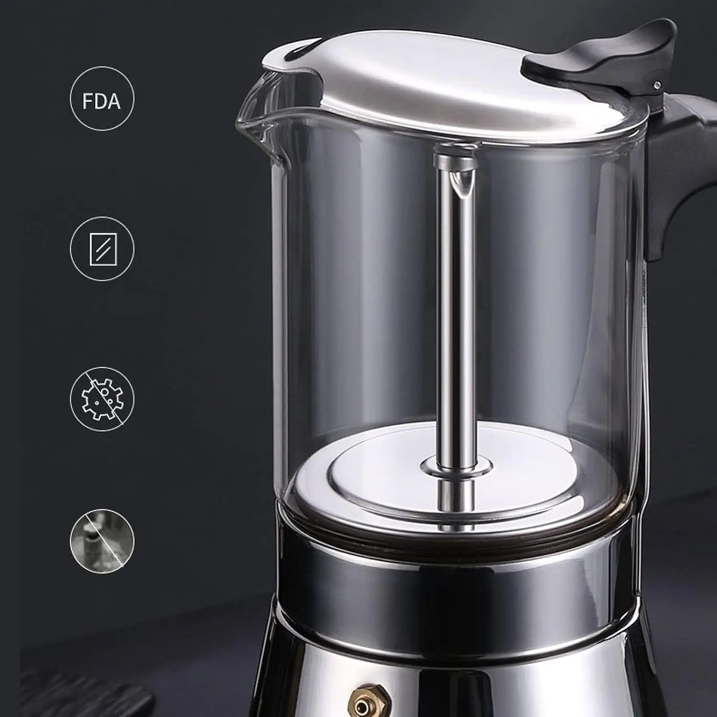 Glass Moka Pots Washable Stovetop Espresso Coffee Maker Stainless Steel Classic Italian Mocha Pot Portable Cafe Camp 200ML-450ML