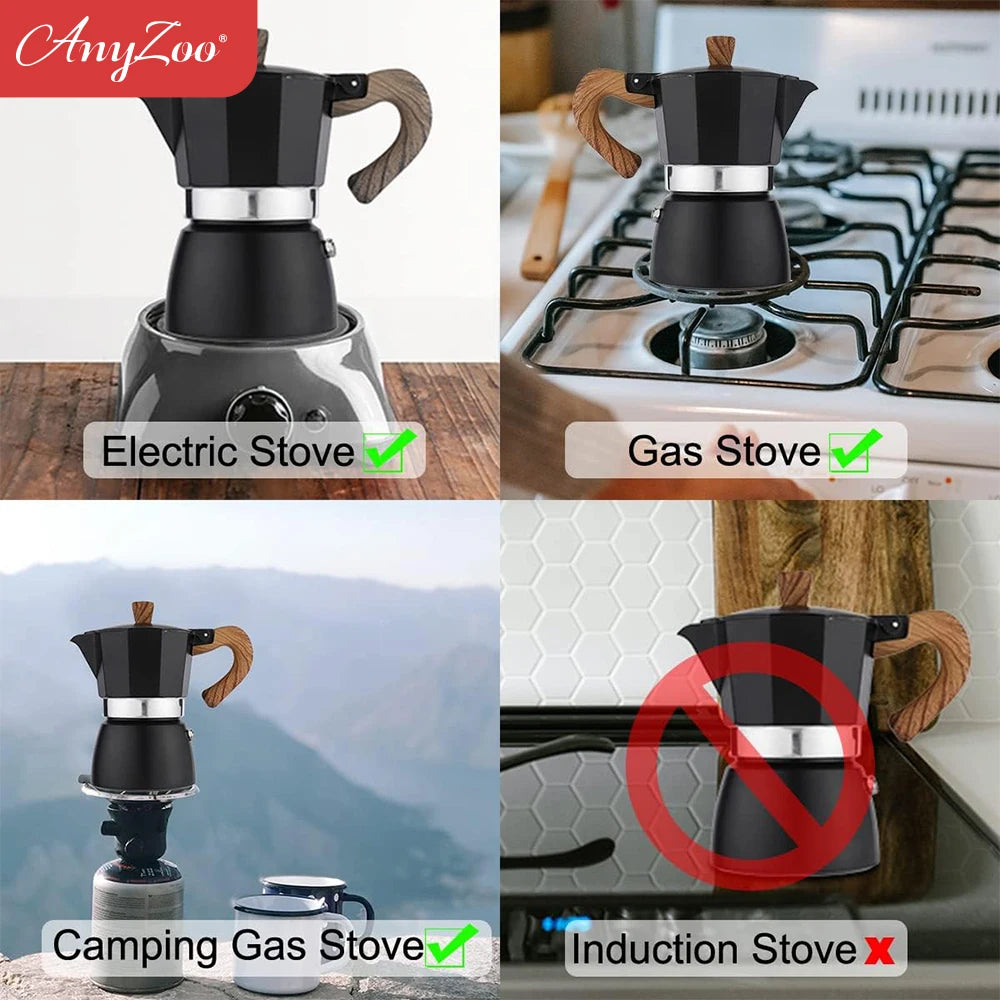 Moka Pot Stovetop Espresso Maker Italian Coffee Maker Coffee Pot Aluminium Stovetop Camping Espresso Maker Manual Coffee Pots