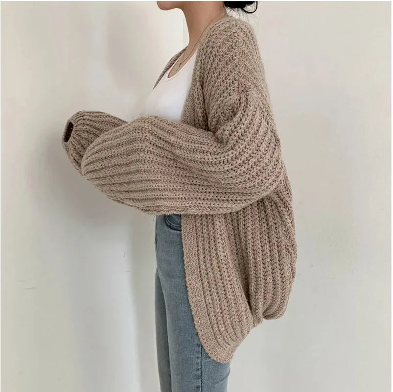 Korean Hollow Lazy Wind Y2k Sweater Vintage Casual Lantern Sleeve Knitted Women Cardigan Harajuku Sweater Autumn Tops Coat 23328