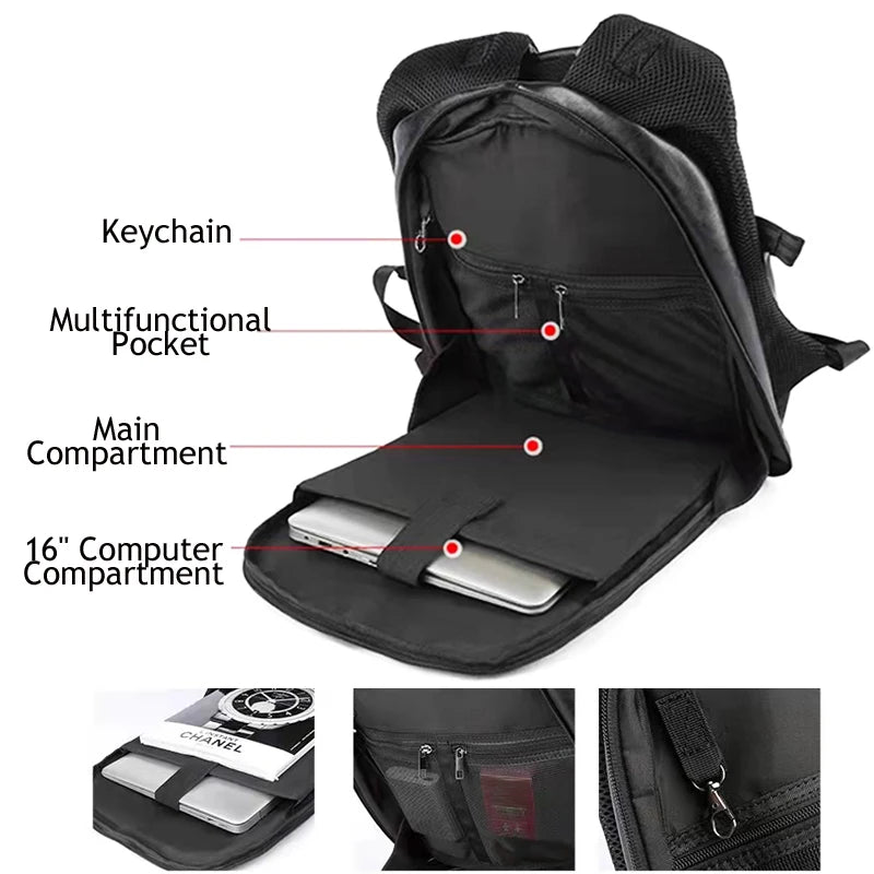 Leather Backpack for Men 15.6 inch Laptop Backpack with USB Charging Waterproof Business Rucksack Anti Theft Travel Backpack