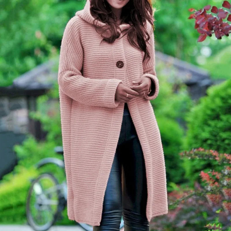 New Cardigan in Autumn and Winter Women'sloose Long Sleeve Sweater Solid Color Knitted Long Top