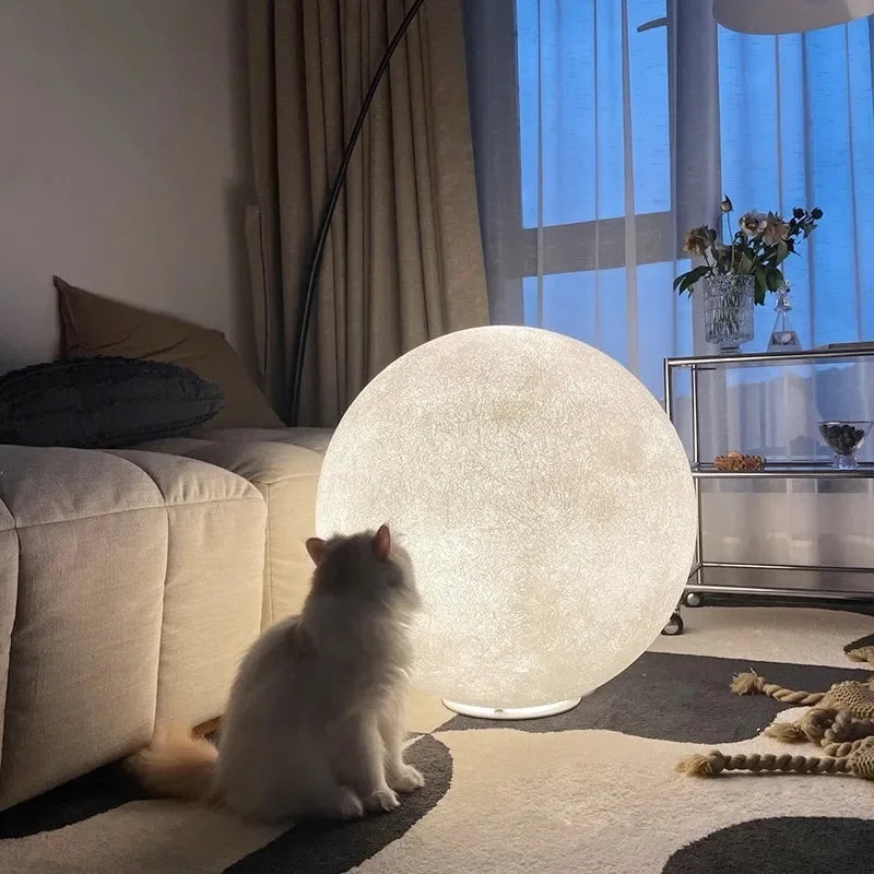 Nordic Moon LED Floor Lamp Living Room Atmosphere Round Floor Light Home Decoration Lighting Bedroom Bedside Lustre Lamp Fixture