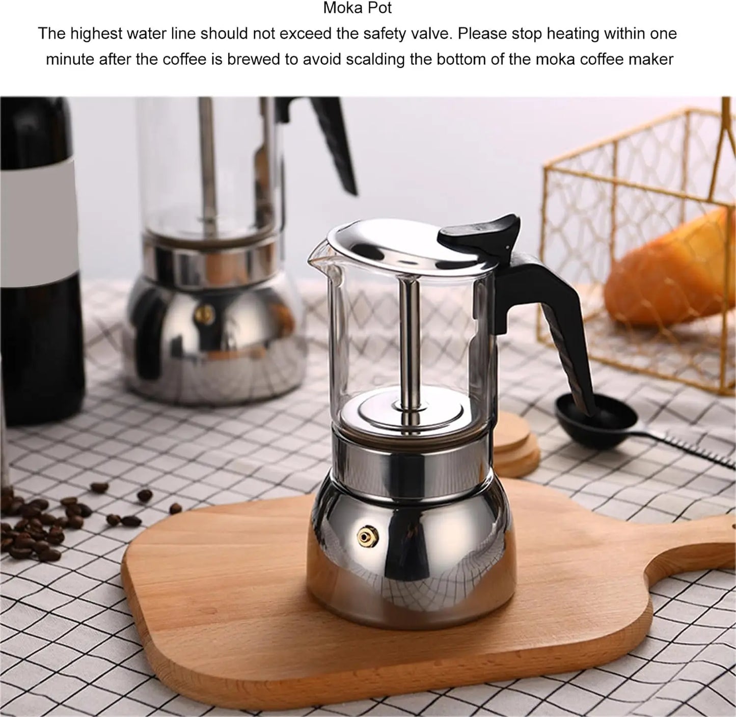 Glass Moka Pots Washable Stovetop Espresso Coffee Maker Stainless Steel Classic Italian Mocha Pot Portable Cafe Camp 200ML-450ML