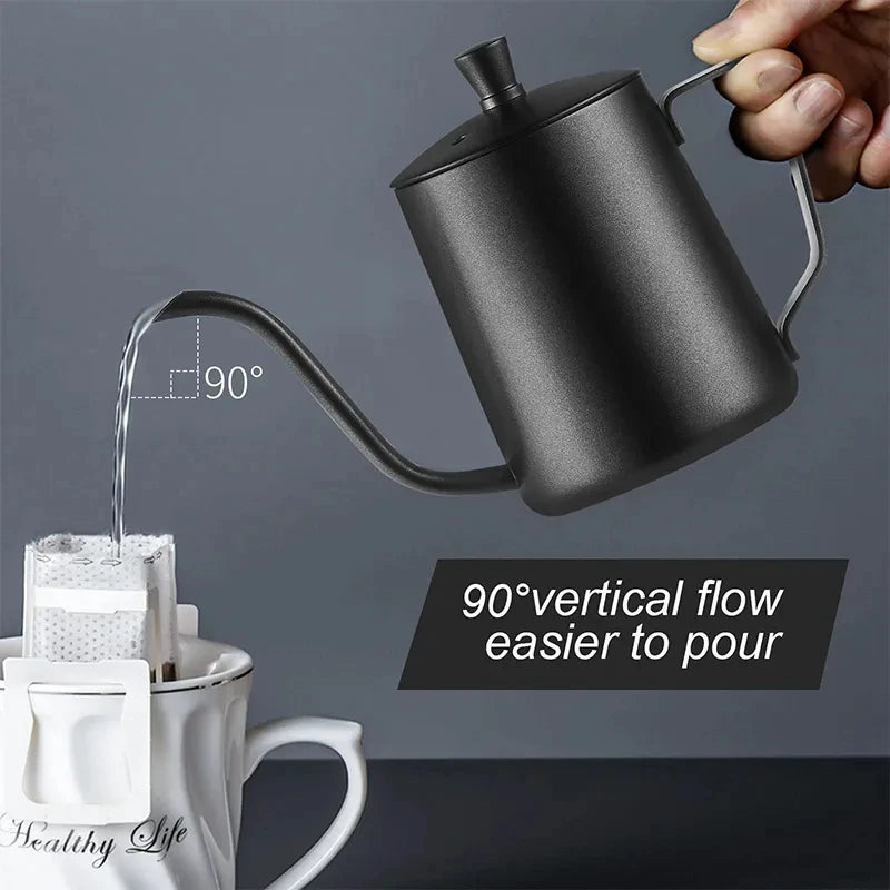 350/600ML Coffee Kettle 304 Stainless Steel Long Gooseneck Coffee Maker Pot For Stovetop Kitchen Coffee Brewer Accessories