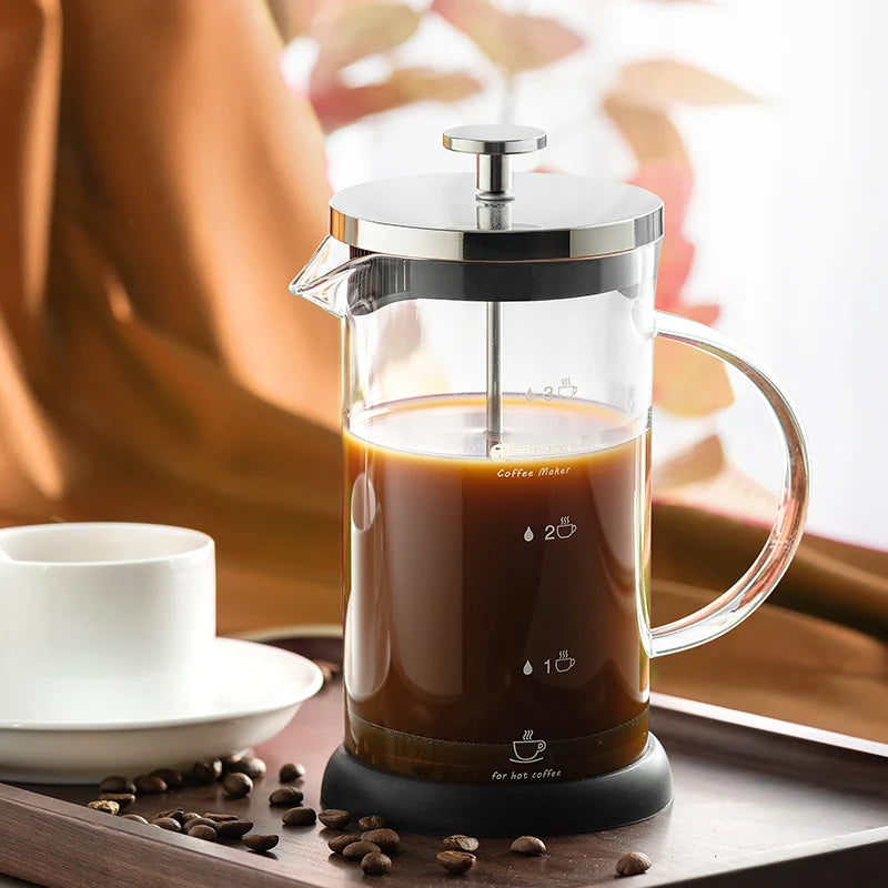 GIANXI Glass French Press Pot Stainless Steel Filter Mesh Coffee Maker Multifunctional Hand Punch Pot Coffee Accessories