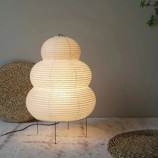 Noguchi Rice Paper Floor Lamp Japanese Paper Lantern Standing Table Lamp Eye-Protection Bedside Lamp for Bedroom/Home Decoration