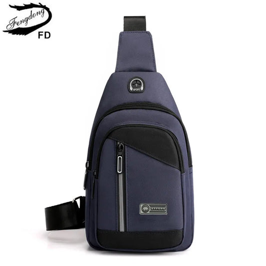 Fengdong men small crossbody bags male mini chest bag travel bagpack boy sling shoulder sport bag mobile phone bag gifts for men