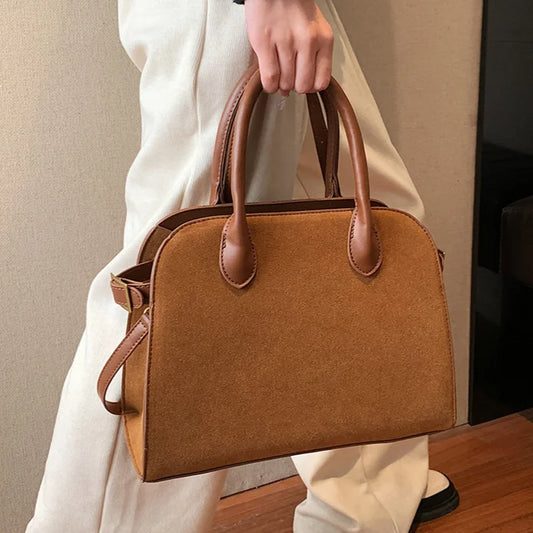 Large Capacity Suede Tote Bag High Quality Satchel Women Solid Crossbody Bag Commuter Retro Handbag Ladies Fashion Shoulder Bags