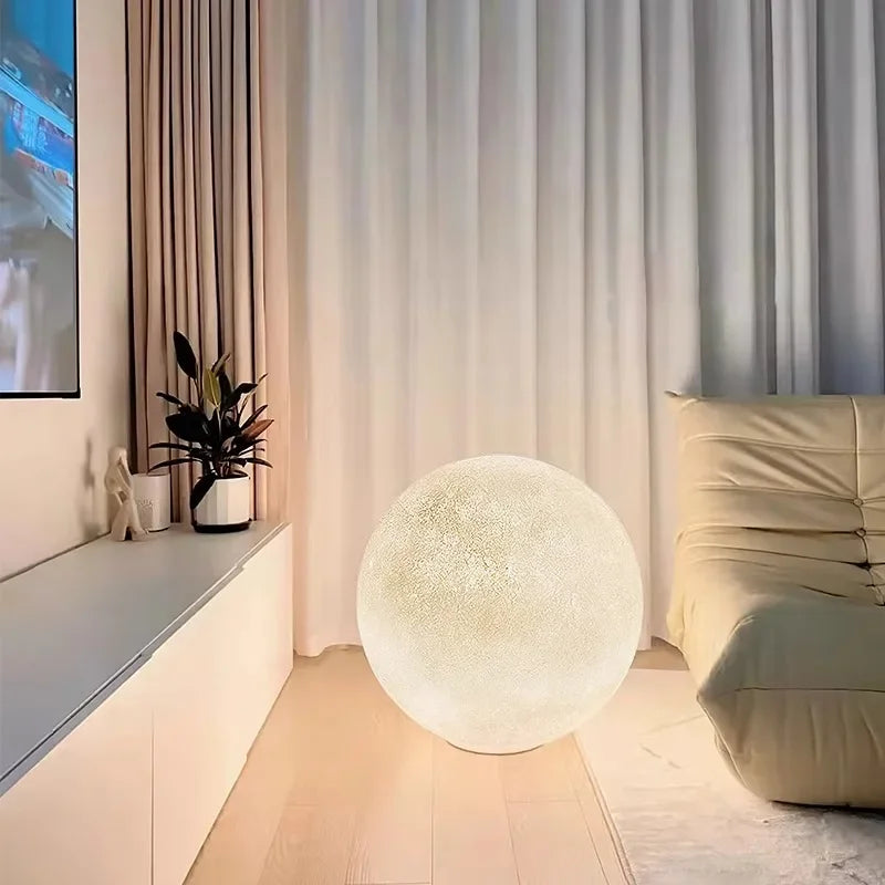 Nordic Moon LED Floor Lamp Living Room Atmosphere Round Floor Light Home Decoration Lighting Bedroom Bedside Lustre Lamp Fixture