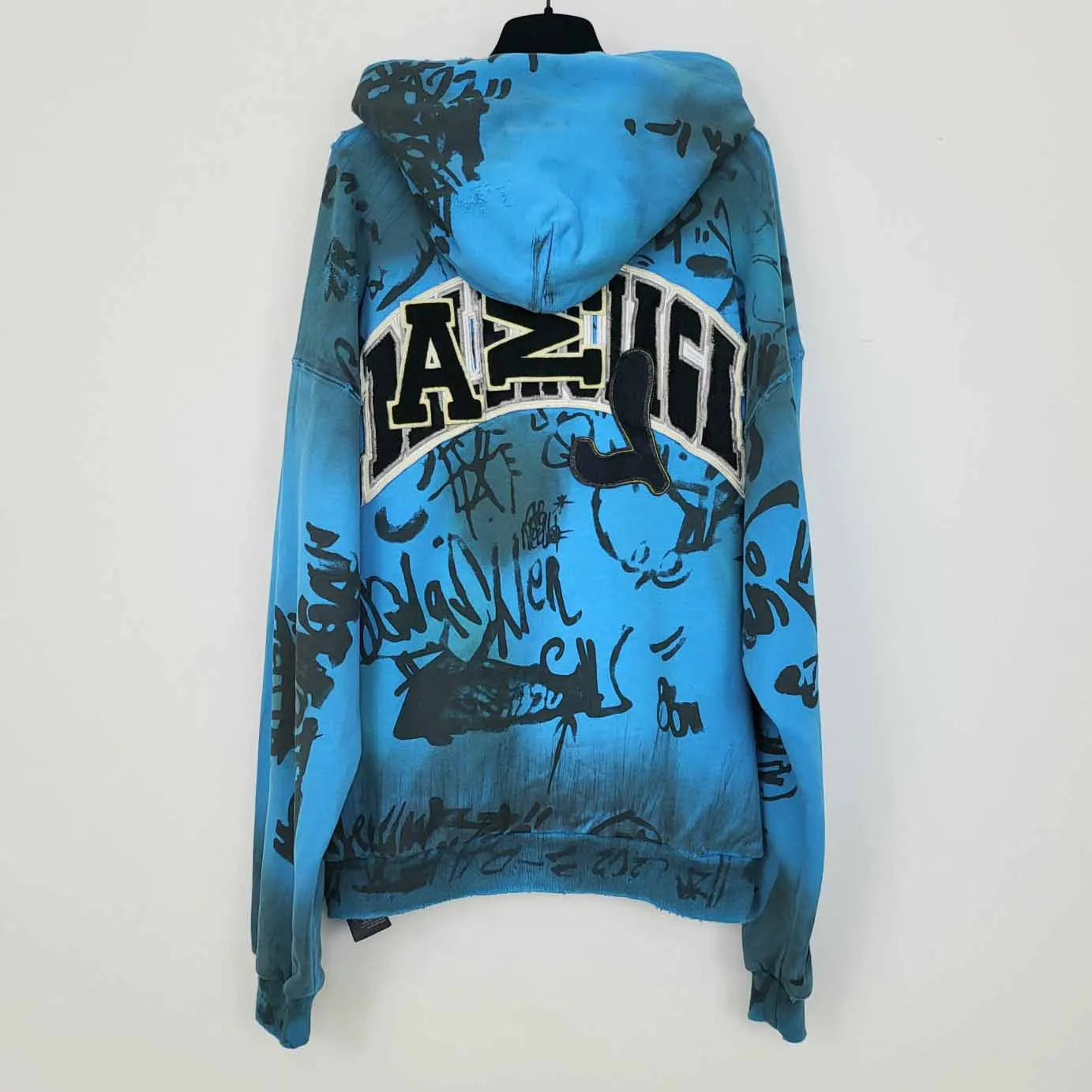 2023 FW Luxury Hand-painted Mud-dyed Graffiti Zipper Hoodie Embroidery Distressd Football Club Women Hooded Sweatshirts Hoodies