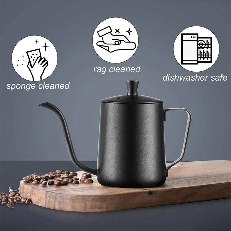 350/600ML Coffee Kettle 304 Stainless Steel Long Gooseneck Coffee Maker Pot For Stovetop Kitchen Coffee Brewer Accessories