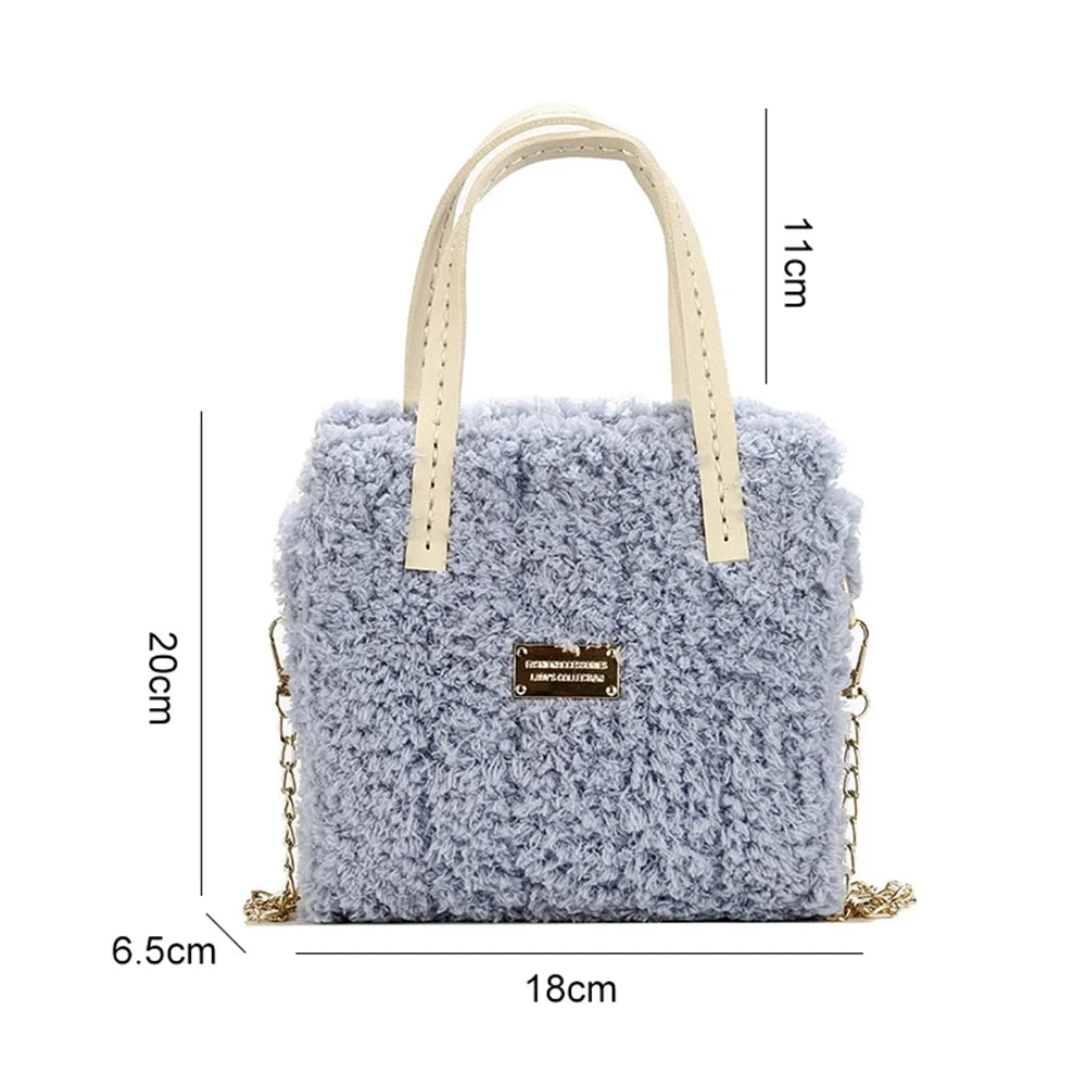 2022 New DIY Handcraft Fleece Shoulder buckle Bag Creative Weaving Materials Latch Hook Mesh Cloth Wool Women's Crossbody Soft